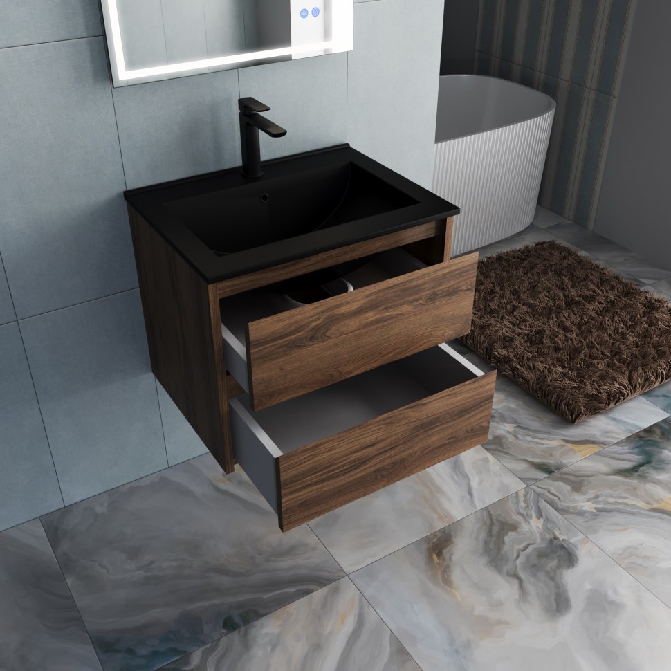 База под раковину Vincea  Gio 600 подвесная, 2 выкатных ящика soft-close, C.Oak