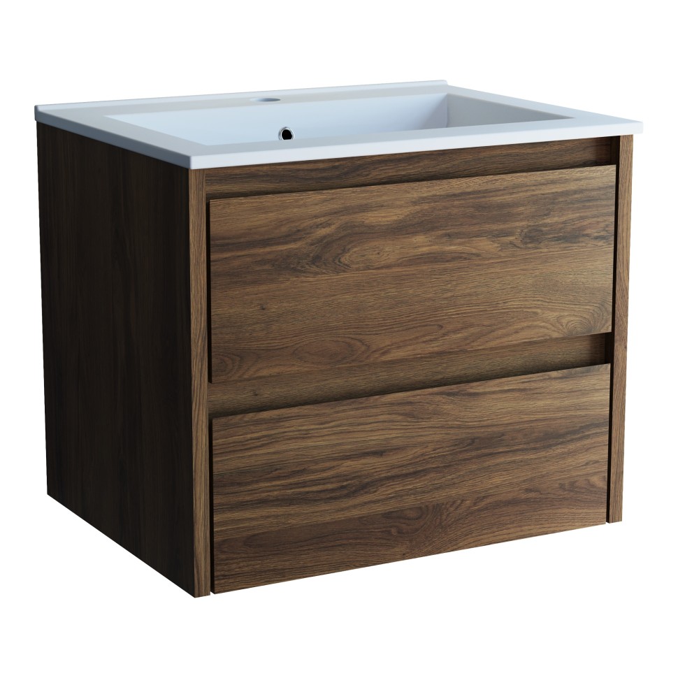 База под раковину Vincea  Gio 600 подвесная, 2 выкатных ящика soft-close, C.Oak