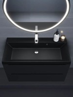 Раковина для ванной 100 см, Uperwood Classic Quartz, кварцевая, черная матовая, космос