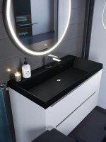 Раковина для ванной 100 см, Uperwood Classic Quartz, кварцевая, черная матовая, космос