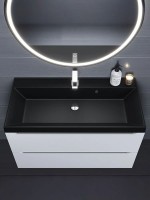 Раковина для ванной 100 см, Uperwood Classic Quartz, кварцевая, черная матовая, космос