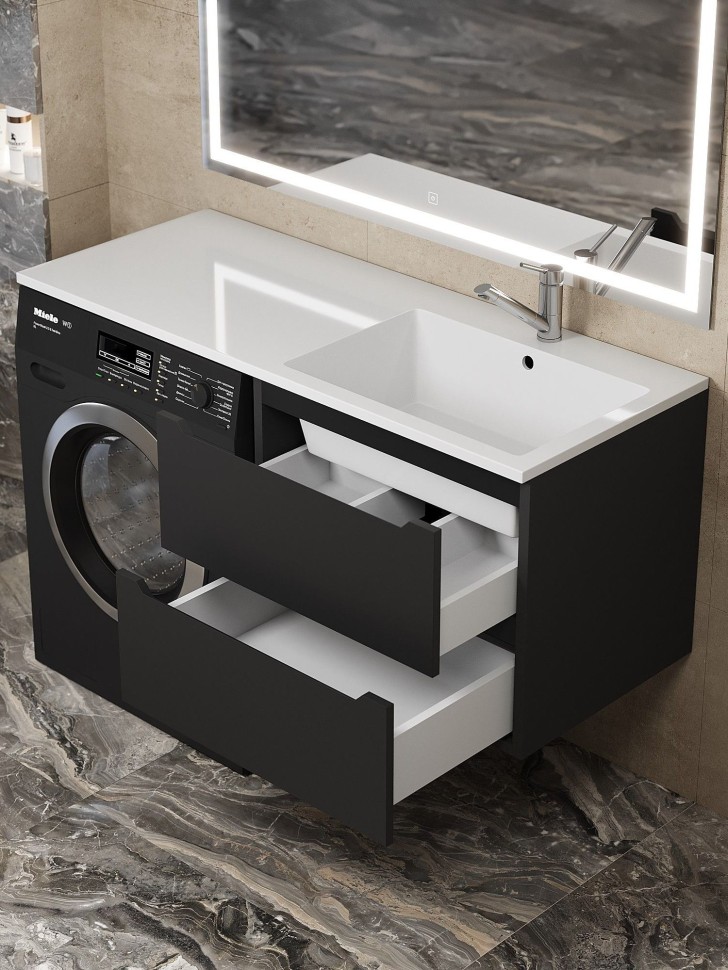 Тумба под стиральную машину подвесная Uperwood Tanos 60х47,5х50 см, черная