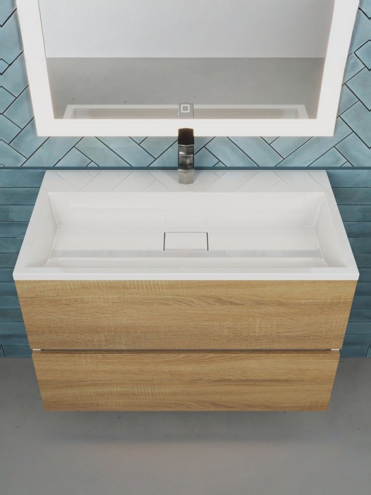 Тумба под раковину для ванной Uperwood Barsa 80 см, подвесная, белая/дуб сонома