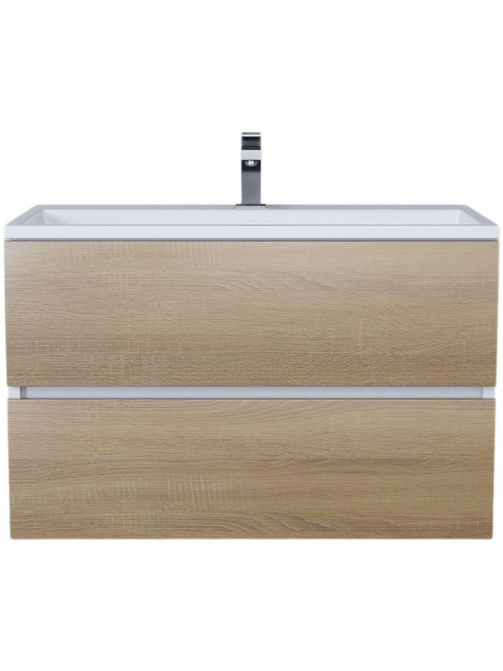 Тумба под раковину для ванной Uperwood Barsa 80 см, подвесная, белая/дуб сонома