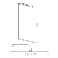 Душевая шторка на ванну VSB-41700FLGM, 700*1400, вороненая сталь, стекло рифленое