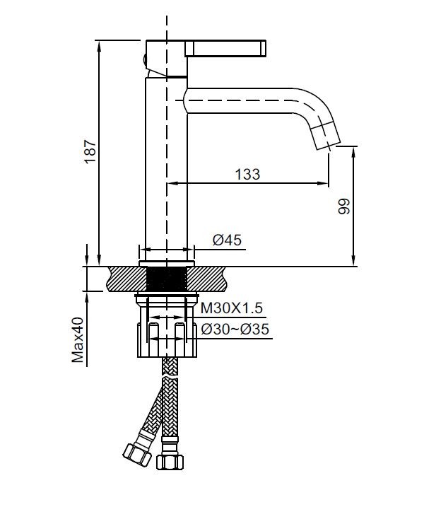 Смеситель для раковины Вилла (Villa) VBF-1VL1BG однорычажный, брашированное золото