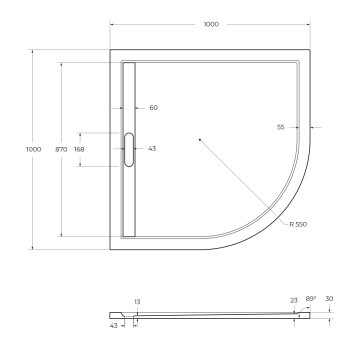Поддон из искусственного мрамора CEZARES TRAY-AS-R-100-30-W