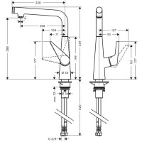 Смеситель Hansgrohe Talis Select S для кухни, с выдвижным душем, Цвет: сталь 72821800