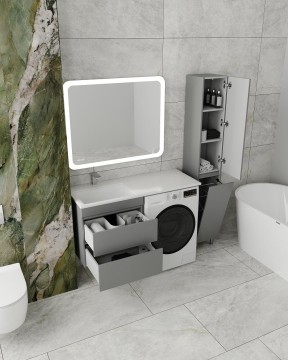 Тумба подвесная STYLE LINE "Даллас 120" Люкс Плюс серая с раковиной ESTETUS Даллас 1200*480 левый