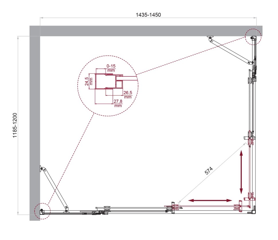 Душевой уголок BelBagno LUCE-AH-22-145/120-C-Cr
