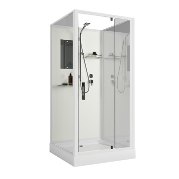Душевая кабина Niagara Standart ST90/15Q/BK (90х90х200) квадрат,поддон 15см,распашная,проф.белый,без крыши,3 места