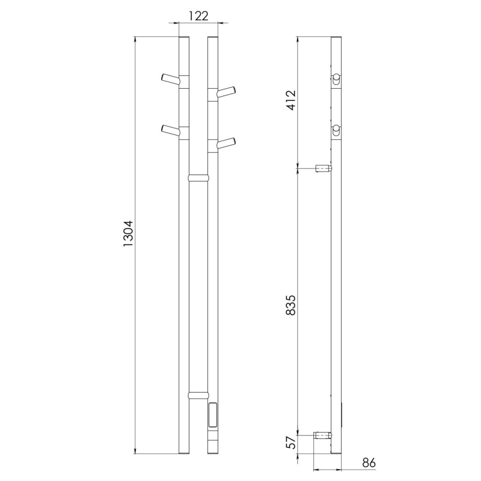 Полотенцесушитель электрический Vincea VTD-1D2GE 25х130, графит, таймер