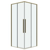 Душевое ограждение Grossman Galaxy 300.K33.01.8080.32.00 (80х80х195) квадрат,раздвижная,золото сатин,стекло прозрачное, 1 место