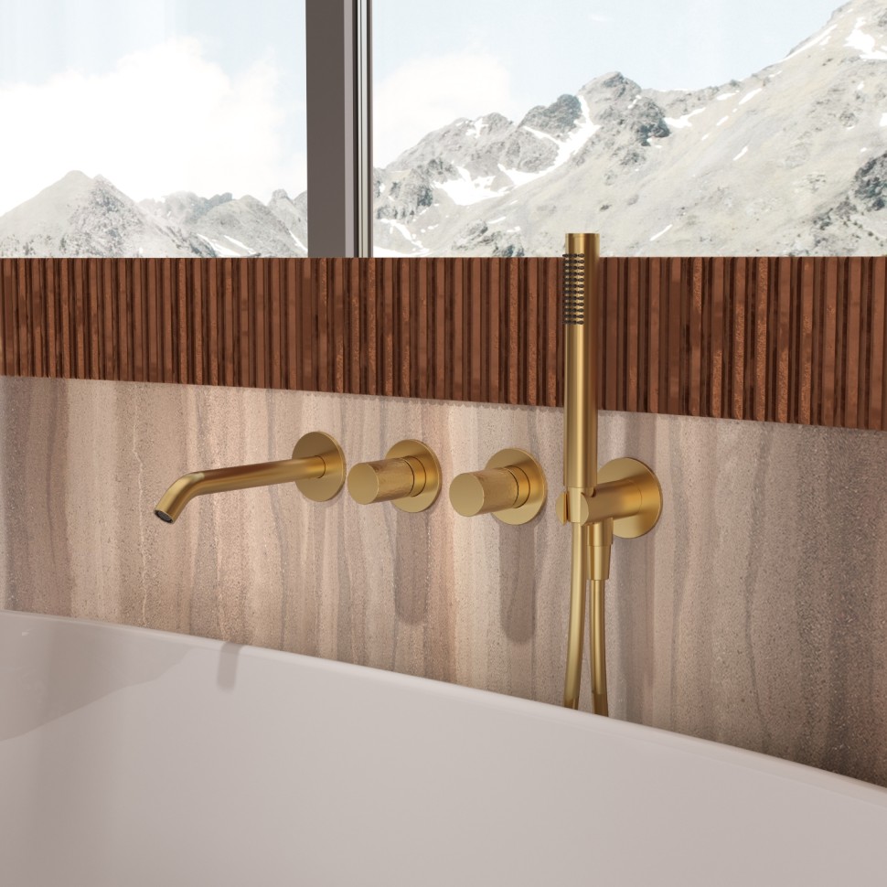 Смеситель для ванны Aura VBTW-6AU1BG, встраиваемый, брашированное золото