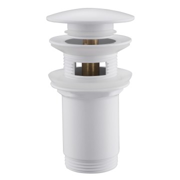 Донный клапан ABBER AF0010W с переливом, клик-клак, белый