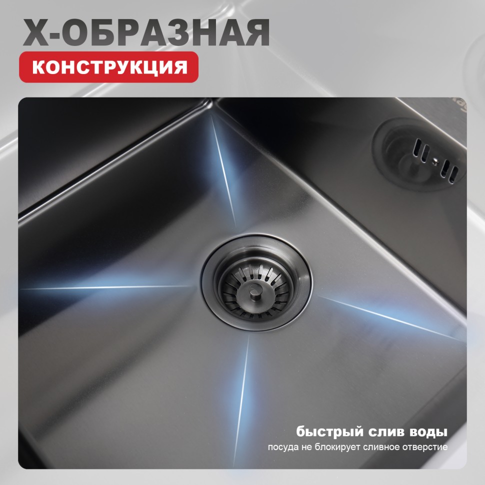 Мойка - профессиональная ручная работа Raglo, графит
