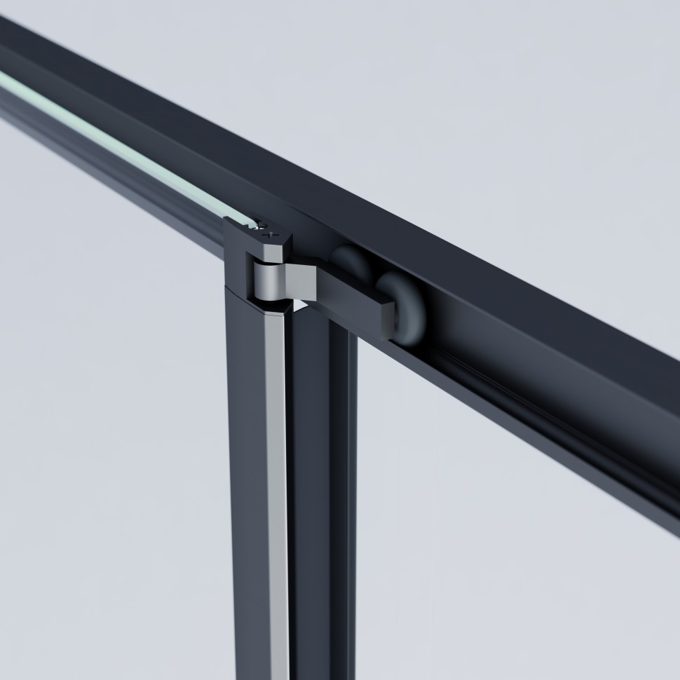 Душевая дверь Альфа (Alpha) VPSW-3AL100CLB, 1000, черный, стекло прозрачное