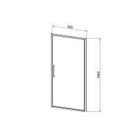 Душевая дверь Slim 8mm VDP-4SL900CLGM, вороненая сталь, стекло прозрачное