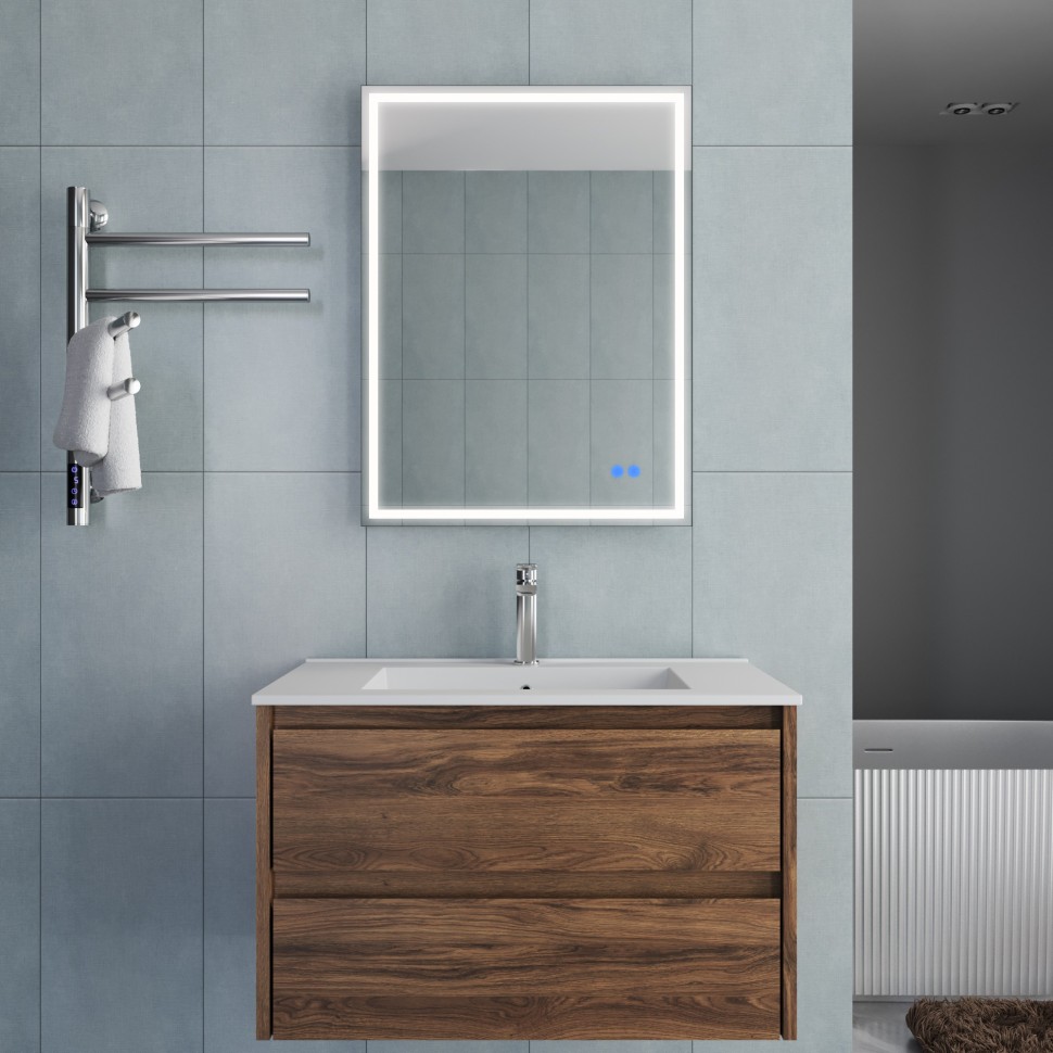 База под раковину Vincea  Gio 800 подвесная, 2 выкатных ящика soft-close, C.Oak