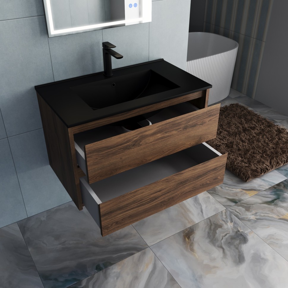 База под раковину Vincea  Gio 800 подвесная, 2 выкатных ящика soft-close, C.Oak