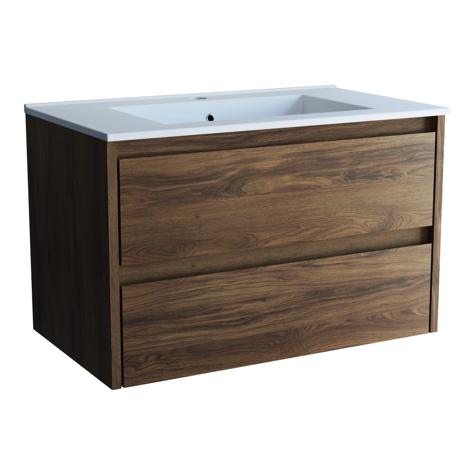 База под раковину Vincea  Gio 800 подвесная, 2 выкатных ящика soft-close, C.Oak