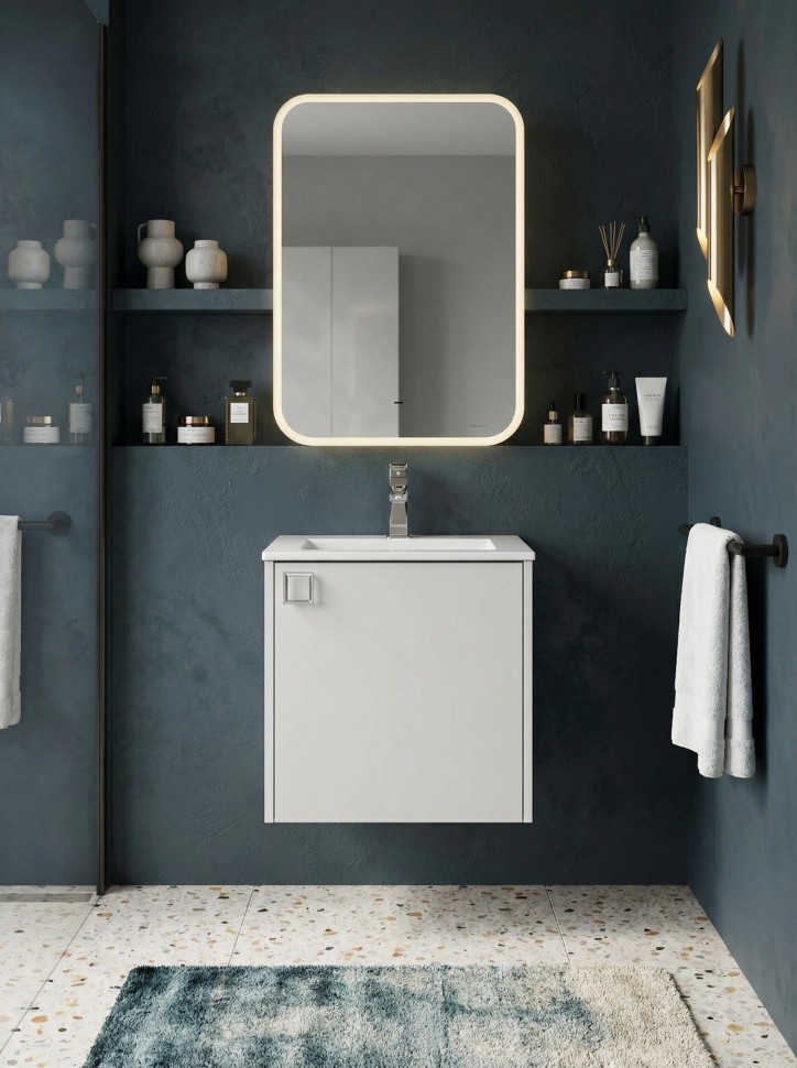 Тумба под раковину в ванную Uperwood Aurora 50 см, белый матовый