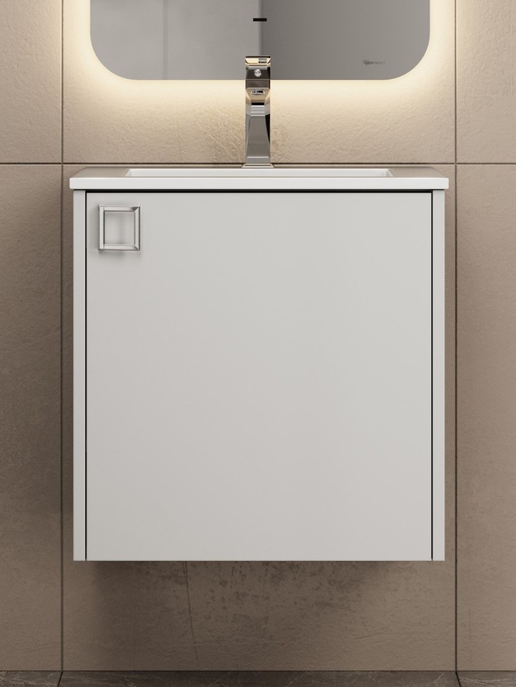 Тумба под раковину в ванную Uperwood Aurora 50 см, белый матовый