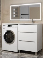 Тумба под стиральную машину напольная Uperwood Tanos 58х47,5х76,5 см, белая, 3 ящика