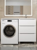 Тумба под стиральную машину напольная Uperwood Tanos 58х47,5х76,5 см, белая, 3 ящика