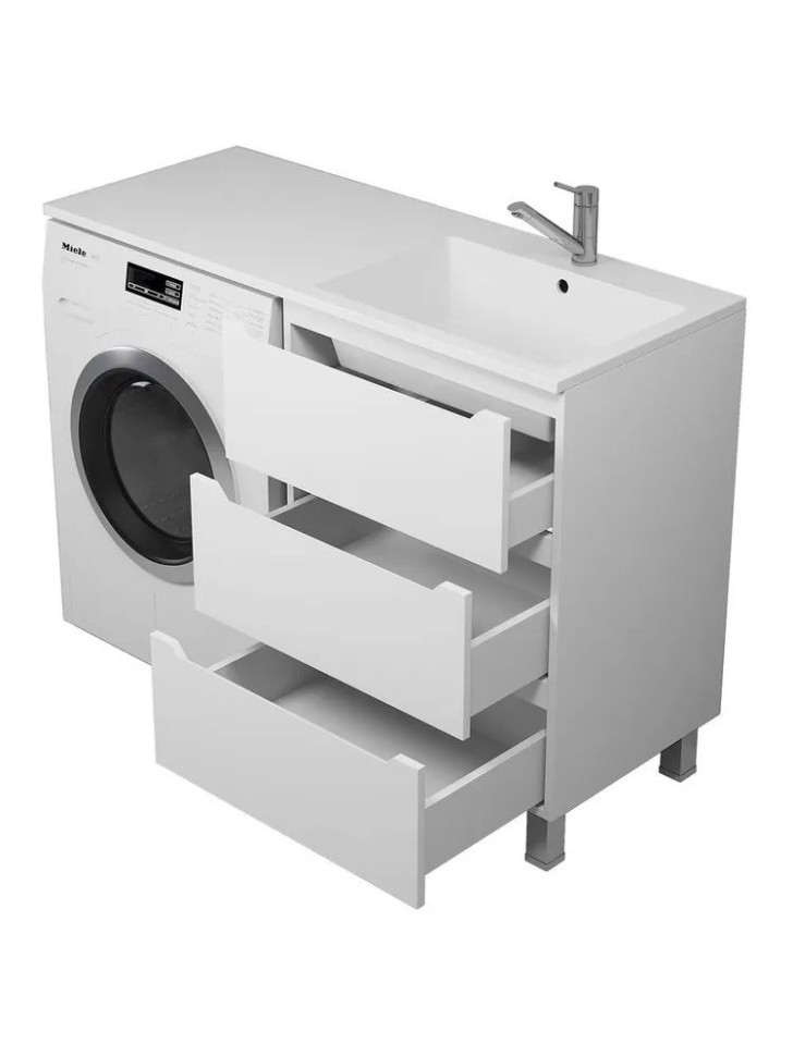 Тумба под стиральную машину напольная Uperwood Tanos 58х47,5х76,5 см, белая, 3 ящика