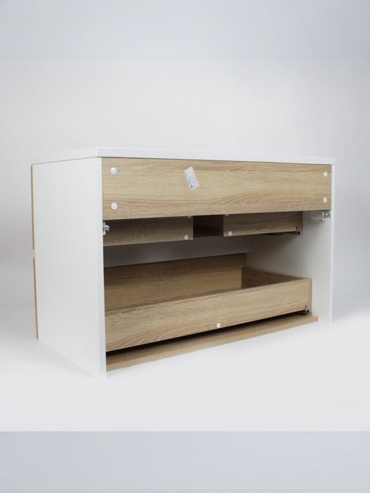 Тумба под раковину для ванной Uperwood Barsa 90 см, подвесная, белая/дуб сонома