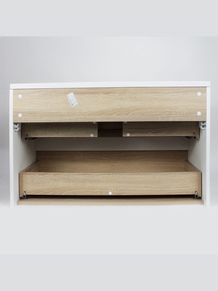 Тумба под раковину для ванной Uperwood Barsa 90 см, подвесная, белая/дуб сонома