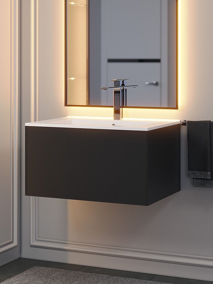 Тумба под раковину 65 см, Uperwood Parma Premium, черная