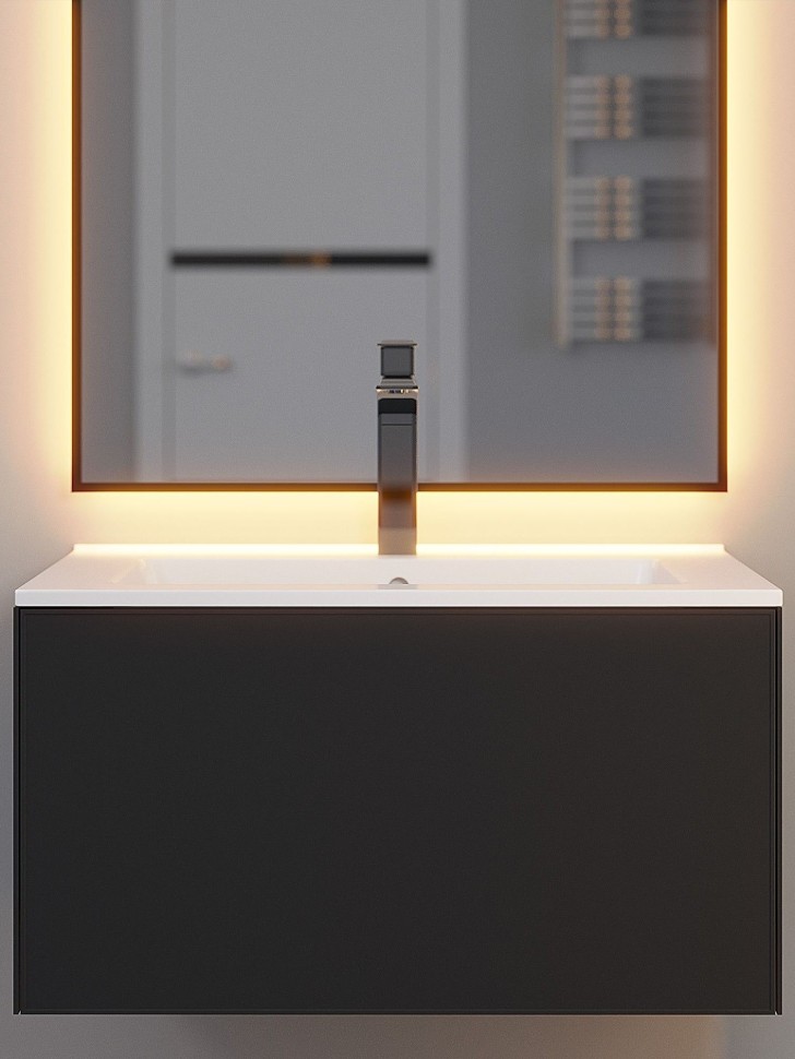 Тумба под раковину 65 см, Uperwood Parma Premium, черная