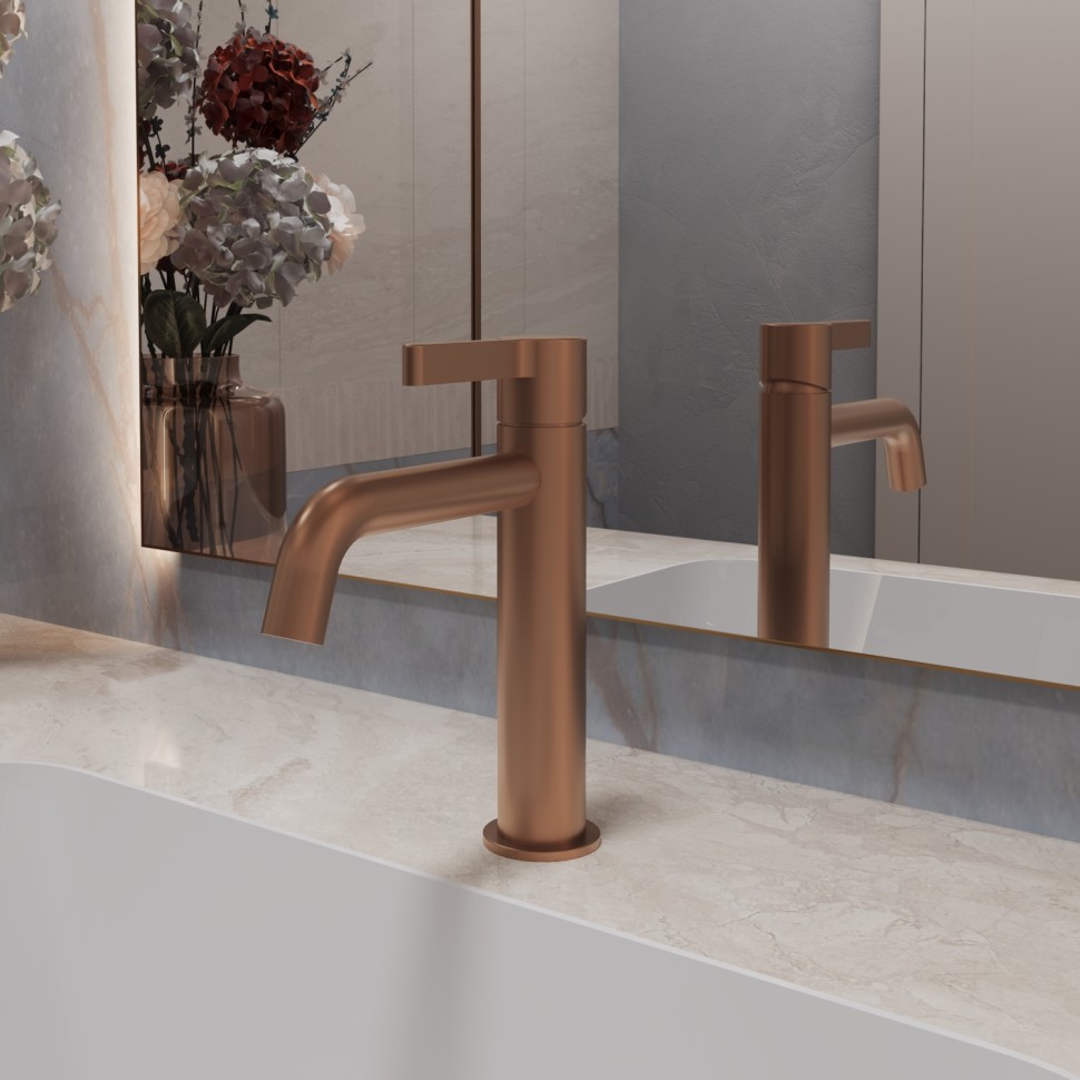 Смеситель для раковины Вилла (Villa) VBF-1VL1BC однорычажный, брашированная медь