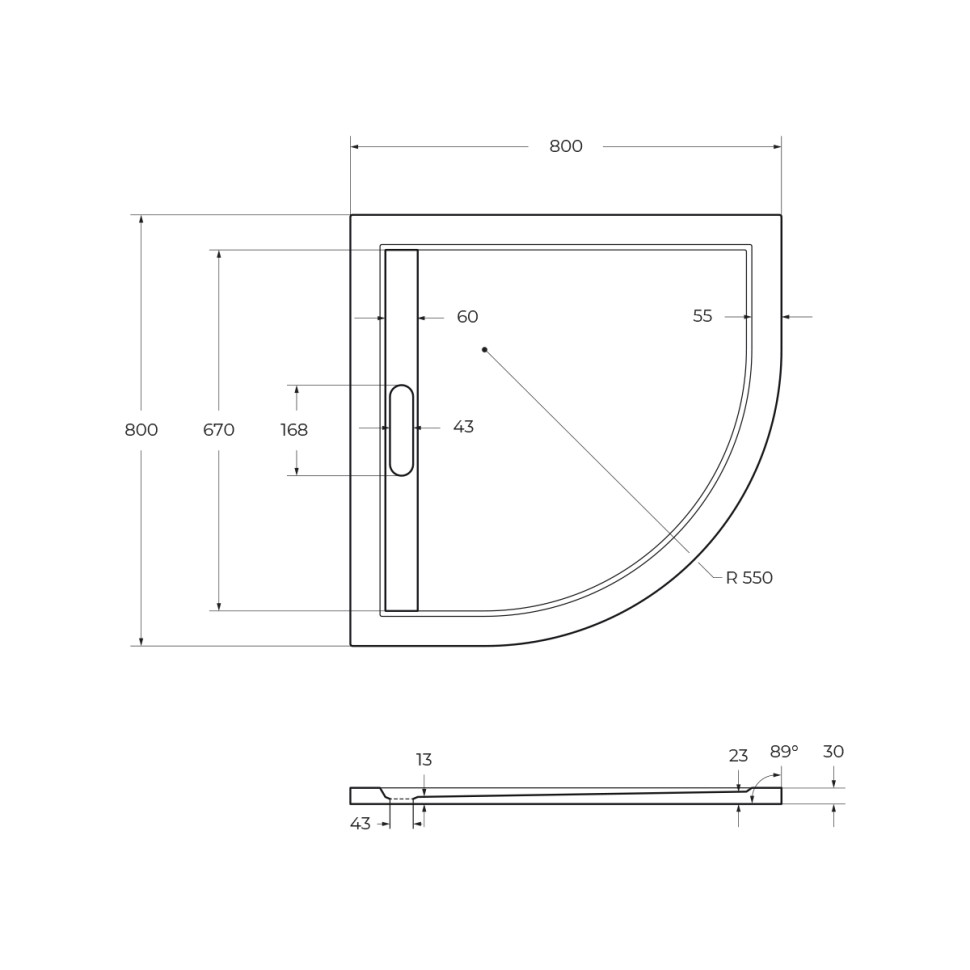 Поддон из искусственного мрамора CEZARES TRAY-AS-R-80-30-W