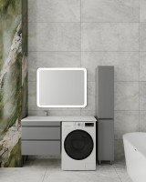 Тумба подвесная STYLE LINE "Даллас 130" Люкс Плюс серая с раковиной ESTETUS Даллас 1300*480 левый  