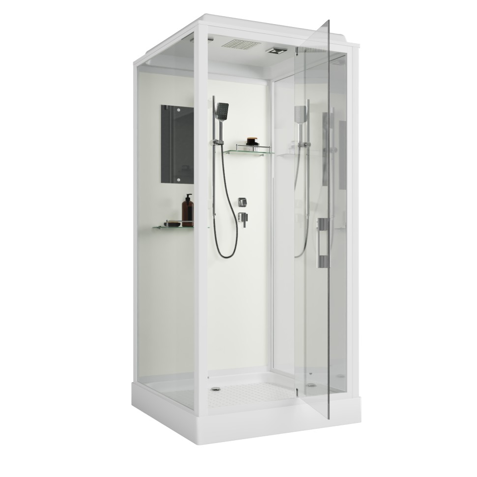 Душевая кабина Niagara Standart ST100/15Q (100х100х215) квадрат,поддон 15см,распашная,проф.белый,3 места
