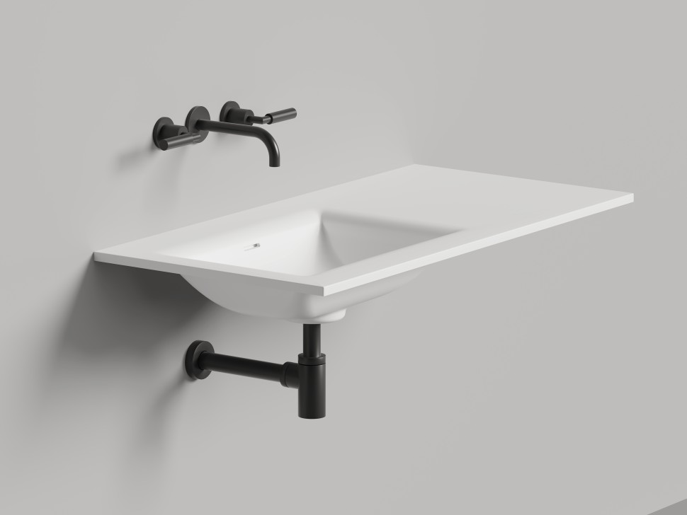 Раковина столешница ONDA FLOW SQUARE 600-3000х400-700х138 S-Stone Матовое