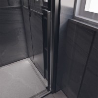 Душевой угол Veconi Premium Trento PTC-SP-30B, 1400х900x2000, черный матовый, стекло прозрачное