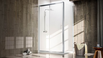 Боковая панель Veconi KP-05, 800х1900 хром, стекло прозрачное