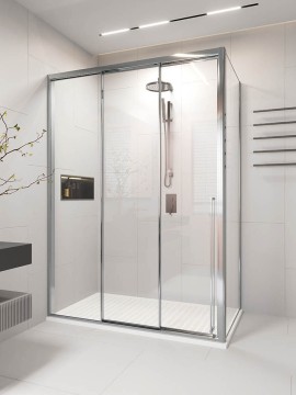 Душевой угол раздвижной Veconi Premium Prato 300 SP CH-L, 1400х900x2000, хром, стекло прозрачное