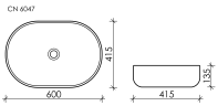 Умывальник чаша накладная овальная Element 600x415x135мм CN6047