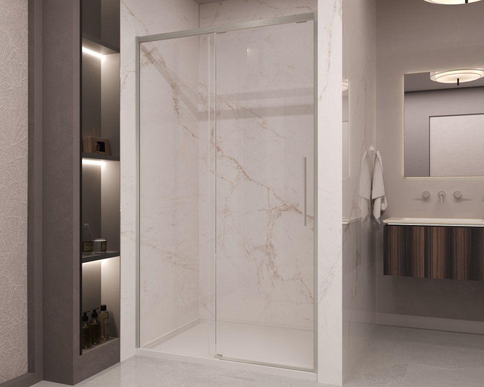 Душевая дверь Стелла (Stella) VDS-1ST120CLBN, 1200, брашированный никель, стекло прозрачное