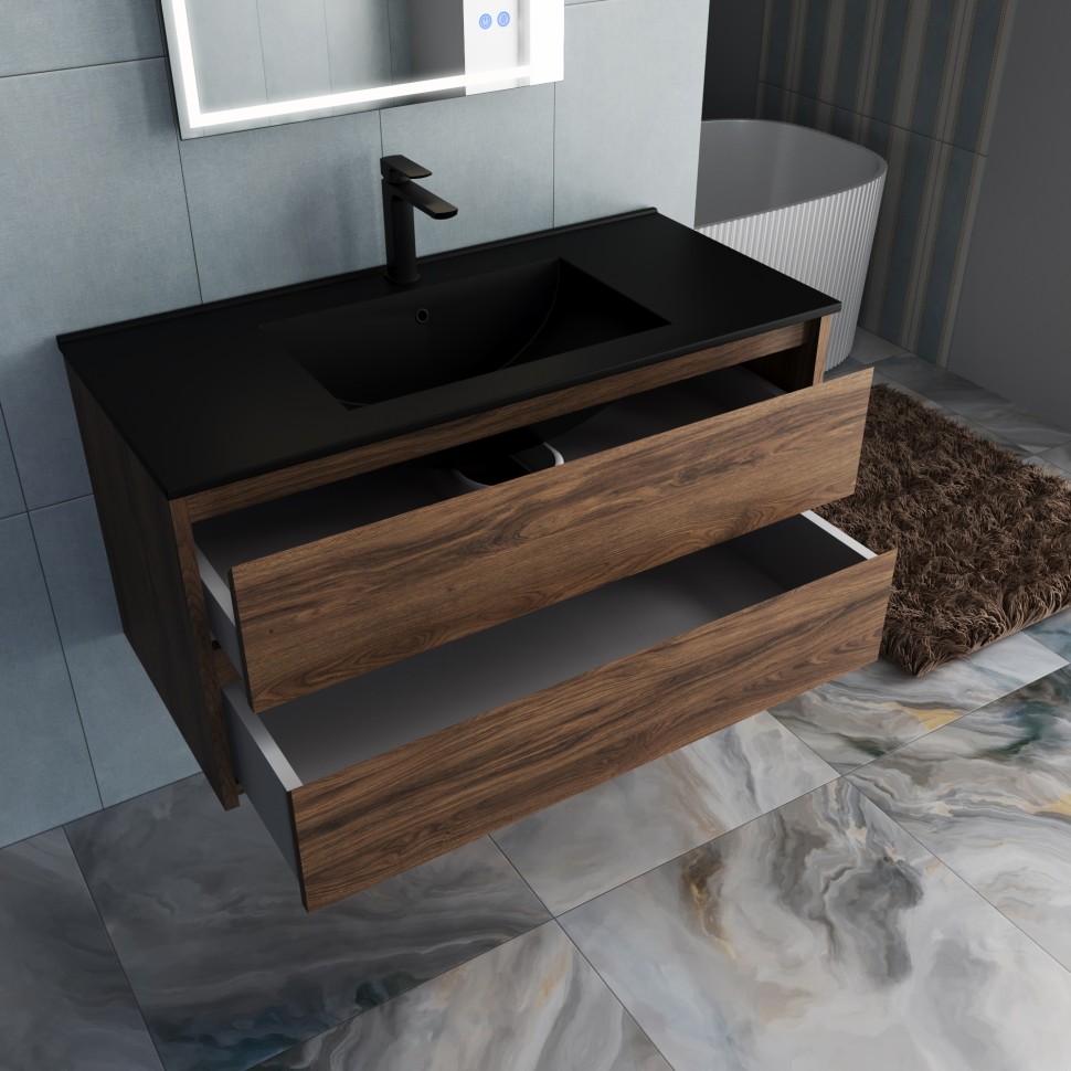 База под раковину Vincea  Gio 1000 подвесная, 2 выкатных ящика soft-close, C.Oak