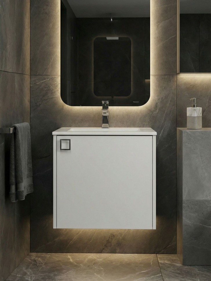 Тумба с раковиной в ванную Uperwood Aurora 50 см, белый матовый