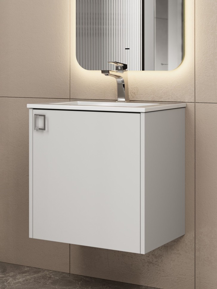 Тумба с раковиной в ванную Uperwood Aurora 50 см, белый матовый