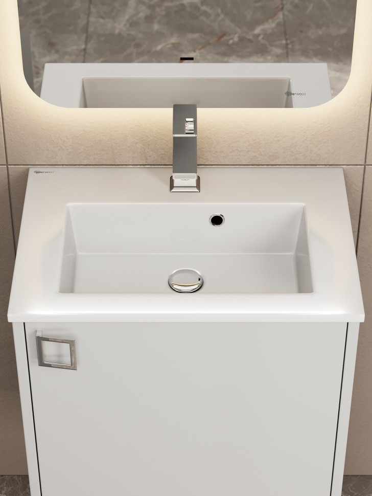 Тумба с раковиной в ванную Uperwood Aurora 50 см, белый матовый