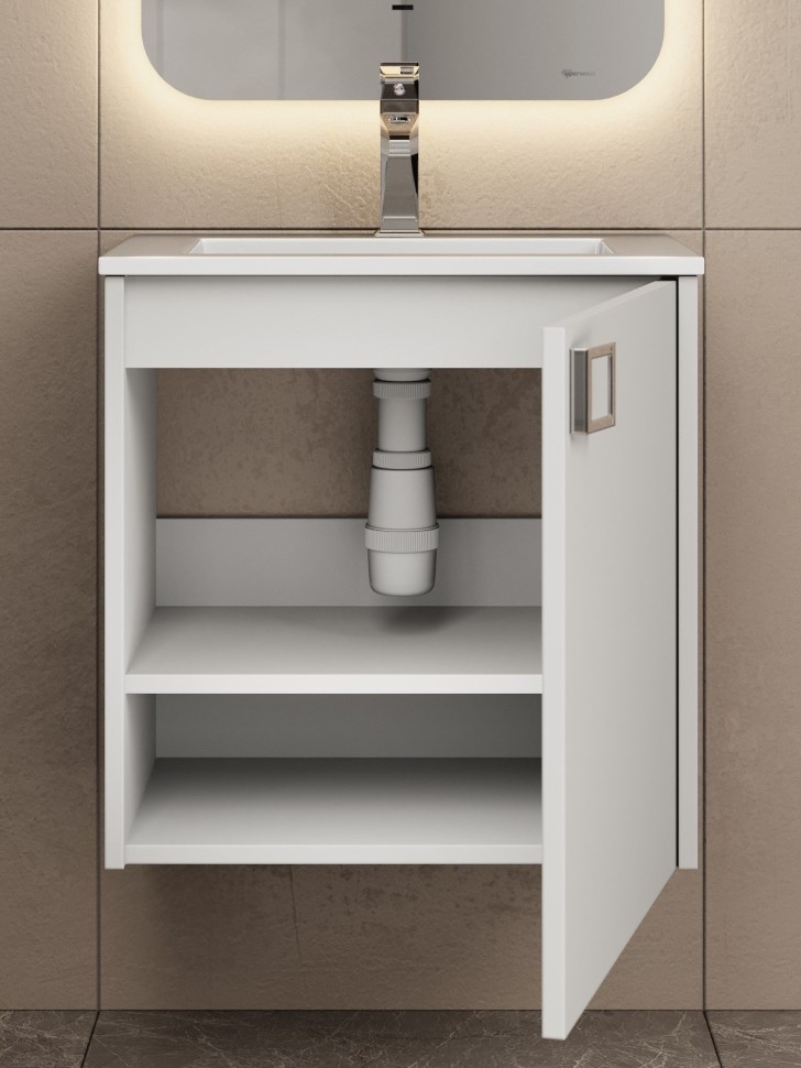 Тумба с раковиной в ванную Uperwood Aurora 50 см, белый матовый