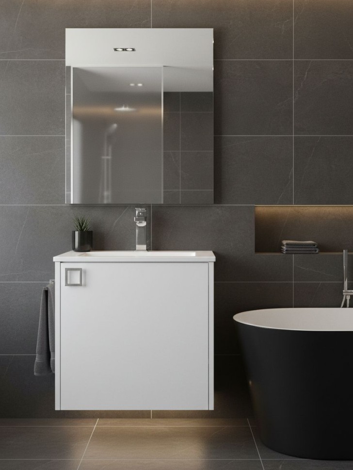 Тумба с раковиной в ванную Uperwood Aurora 50 см, белый матовый